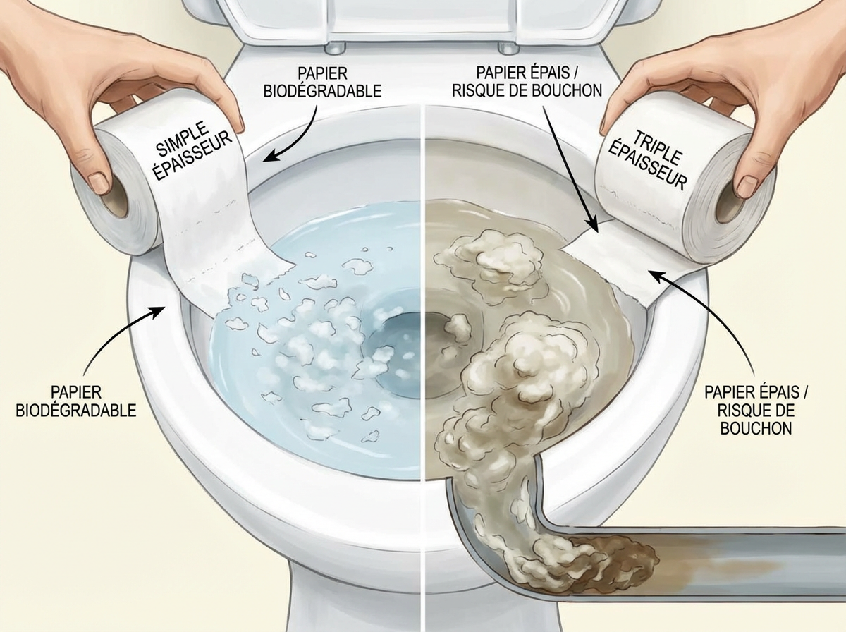 image comparant deux types de papier toilette
